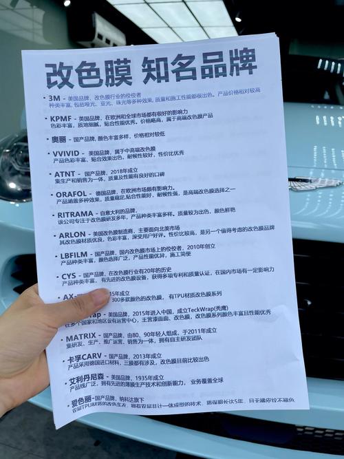 汽车改色膜十大排名(汽车改色膜品牌与价格)