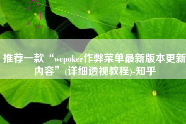 推荐一款“wepoker作弊菜单最新版本更新内容	”(详细透视教程)-知乎
