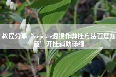 教程分享“wepoker透视作弊挂方法百度知道”开挂辅助详细