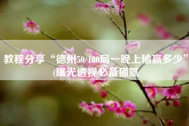 教程分享“德州50/100局一晚上输赢多少	”(曝光透视必备猫腻