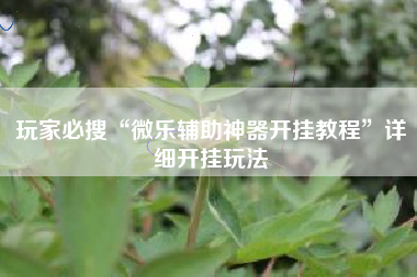 玩家必搜“微乐辅助神器开挂教程	”详细开挂玩法