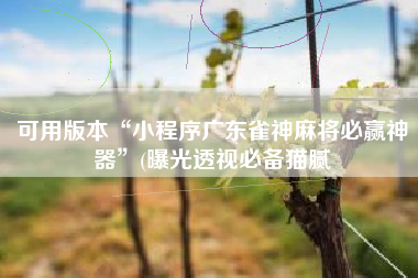 可用版本“小程序广东雀神麻将必赢神器”(曝光透视必备猫腻