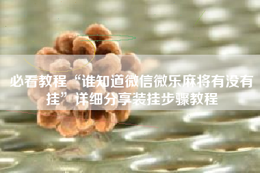 必看教程“谁知道微信微乐麻将有没有挂”详细分享装挂步骤教程