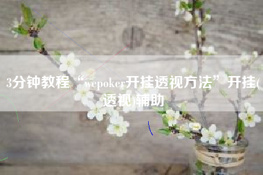 3分钟教程“wepoker开挂透视方法”开挂(透视)辅助