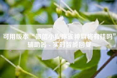 可用版本“微信小程序雀神麻将有挂吗”辅助器 - 实时智能回复