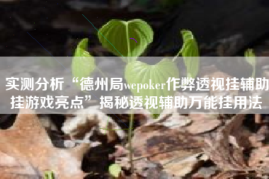 实测分析“德州局wepoker作弊透视挂辅助挂游戏亮点”揭秘透视辅助万能挂用法