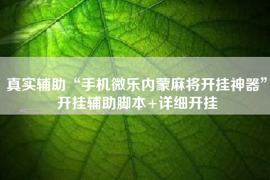 真实辅助“手机微乐内蒙麻将开挂神器”开挂辅助脚本+详细开挂