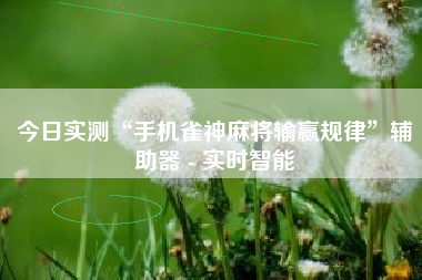 今日实测“手机雀神麻将输赢规律”辅助器 - 实时智能