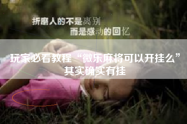 玩家必看教程“微乐麻将可以开挂么”其实确实有挂