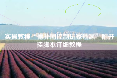 实操教程“德扑圈控制玩家输赢”附开挂脚本详细教程