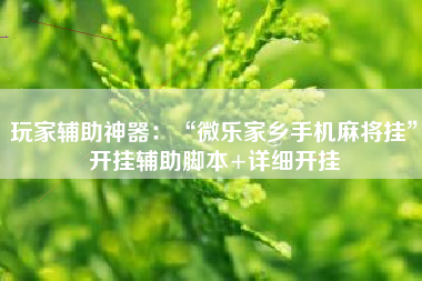 玩家辅助神器：“微乐家乡手机麻将挂	”开挂辅助脚本+详细开挂